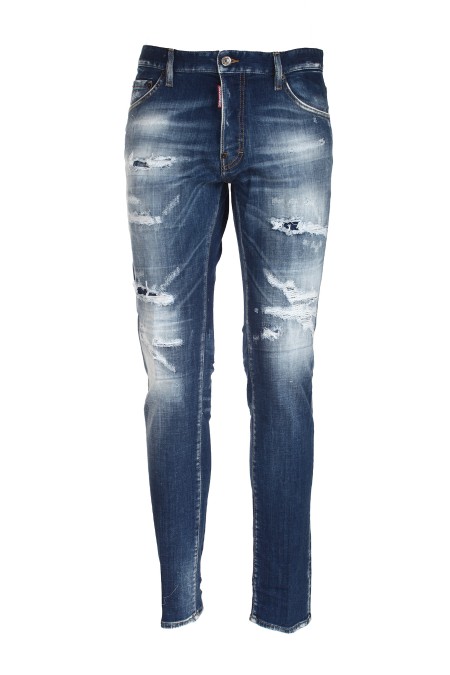 Shop DSQUARED2  Jeans: DSQUARED2 jeans in denim di cotone stretch.
Modello Cool Guy.
Vestibilità slim.
Lavaggio used con dettagli destroyed e macchie di colore
Chiusura con bottoni.
Label logata sulla patta.
Etichetta logata sul retro.
Misure nella taglia 48: cavallo 22.5 cm, fondo 16.5 cm, lunghezza 102 cm.
Composizione: 98% cotone 2% elastan.
Made in Romania.. S74LB1266 S30342-470